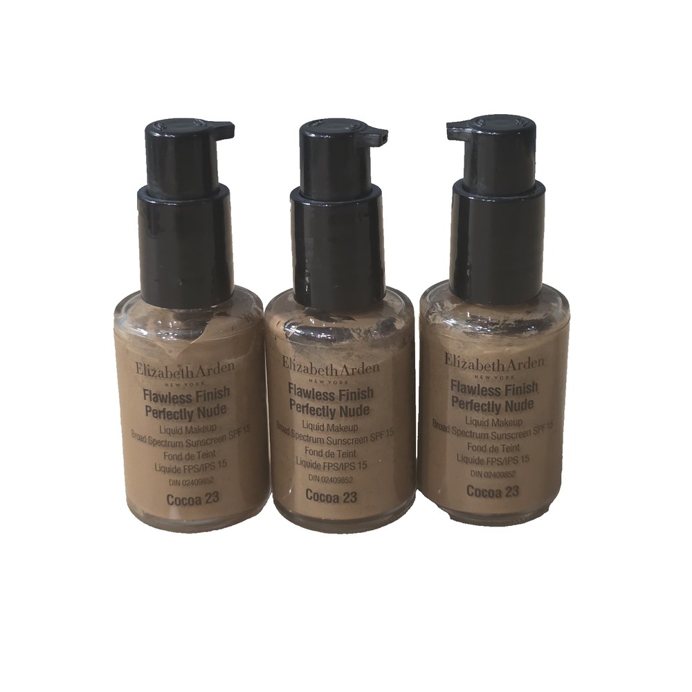 3X Elizabeth Arden Flawless Finish Perfectly Nude Makeup SPF15 Liquid Cocoa 23